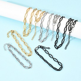 304 Набор ювелирных украшений из браслета и ожерелья из нержавеющей стали с овальными звеньями, с карабин-лобстерами 