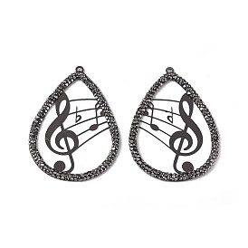 Полимерная глина хрусталь большие кулоны, с латунной фурнитурой , слезинка с музыкальной нотой