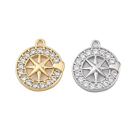Латунные микро проложить кубического циркония подвески, без кадмия, без никеля и без свинца, плоские круглые прелести
