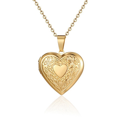 Stainless Steel Heart Pendant Necklaces, Photo Locket Necklaces
