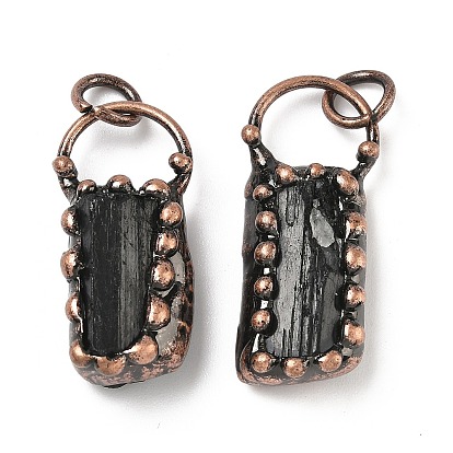 Натуральные черные подвески турмалина, прямоугольные подвески с латунной фурнитурой