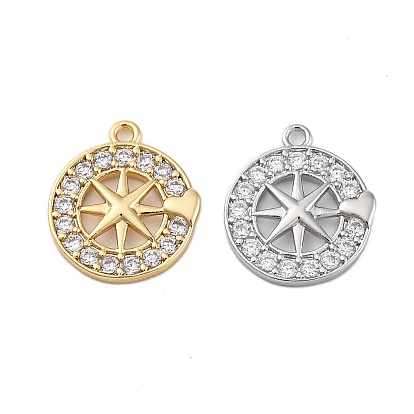 Латунные микро проложить кубического циркония подвески, без кадмия, без никеля и без свинца, плоские круглые прелести