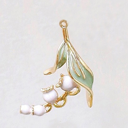 Maillons de composants de lustre en alliage émaillé vert clair et blanc