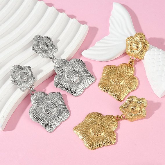 304 из нержавеющей стали болтаться серьги, цветок