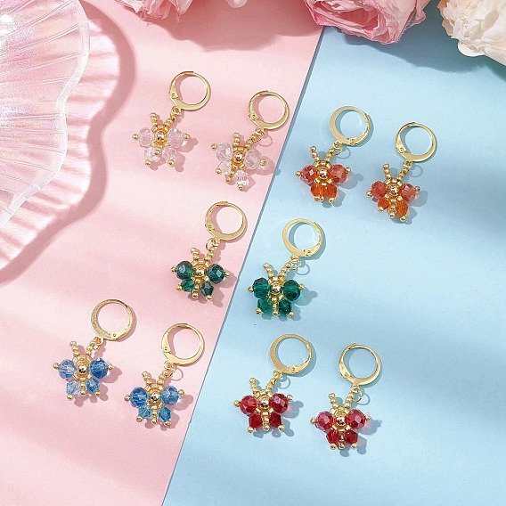 Бабочка 304 серьги из нержавеющей стали с застежкой-молнией для женщин, с подвесками из плетеного стекла в виде бабочек, золотые