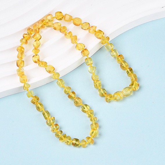 Ожерелья из натуральных янтарных самородков, с пластиковыми винтовыми зажимами, желтые
