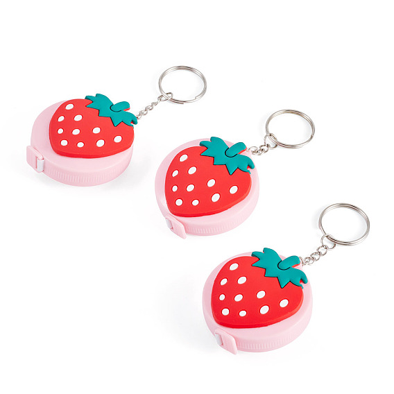 3Pcs Plastic Mini Tape Measure Pendant Keychains, for Car Key Bag Accessories, Platinum