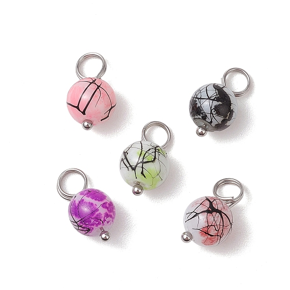 Подвески из расписного стекла для волочения и выпечки, круглые, с 304 петлями из нержавеющей стали