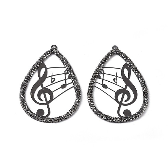 Полимерная глина хрусталь большие кулоны, с латунной фурнитурой , слезинка с музыкальной нотой