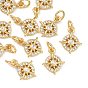 SHEGRACE Brass Micro Pave Cubic Zirconia Charms, Ring with Sun Charms, Cadmium Free & Lead Free & Nickel Free