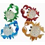 Handmade Lampwork Glass Pendants, with Luminous, Crab, 32x32mm, Hoel: 5mm