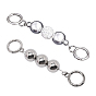 2Pcs 2 Styles Bag Strap Chains Extender, Iron Beads & Polymer Clay Rhinestone Beads & Spring Gate Ring, for Bag Straps Replacement Accessories
