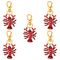 Crayfish Glass Seed Beads Pendant Decorations, with Alloy Swivel Lobster Claw Clasps