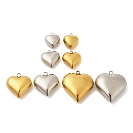 Ion Plating(IP) 304 Stainless Steel Pendants, Heart Charm