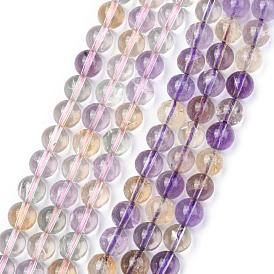Perlas naturales Ametrine hebras, rondo, agujero: 1 mm