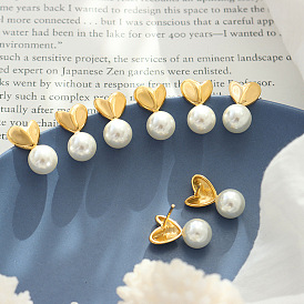 Small Heart Pearl Pendant Earrings - Unique Design, Minimalist, Elegant.