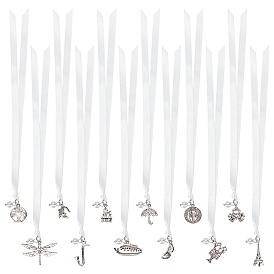 12 шт. 12 стильные подвески для свадебного торта для подружек невесты, односторонний атлас с подвесками из сплава, Медаль Святого Бенедикта, стрекоза, краб и дерево