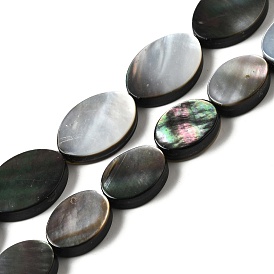 Натуральный черный оболочки губ бисер нитей, Плоско-овальные