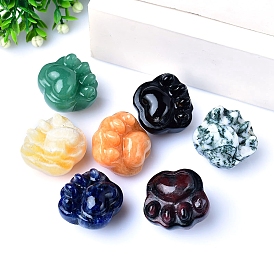 Natural Gemstone Carved Cat Paw Print Figurines Statues for Home Office Desktop Decoration