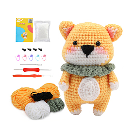 DIY Animals Crochet Kits for Beginners, including Polyester Yarn, Fiberfill, Crochet Needle, Yarn Needle, Support Wire, Stitch Marker