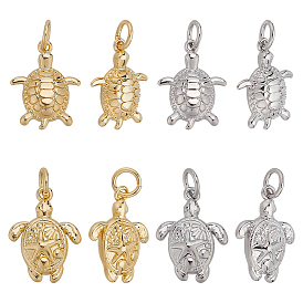 12 шт 4 стили латунные подвески, черепаховые чары, с целью перехода в кольце, без свинца и без кадмия, стойки покрытие, долговечный