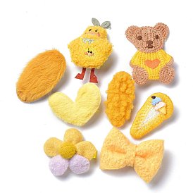 kids Hair Clips Sets, Iron Snap Hair Clips & Alligator Hair Clips, with Wool and Cloth, Duck & Bear & Heart & Oval & Teardrop & Flower & Bowknot