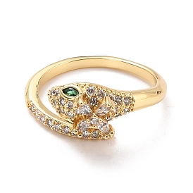 Snake Cubic Zirconia Cuff Ring for Women, Real 18K Gold Plated Brass Open Ring, Cadmium Free & Lead Free