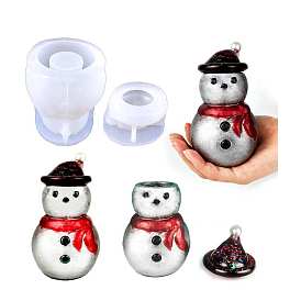 DIY Food Grade Statue Silicone Christmas Theme Snowman Storage Box Molds, Portrait Sculpture Resin Casting Molds, for UV Resin, Epoxy Resin Craft Making