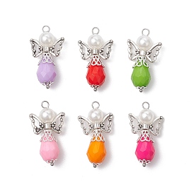 Ангел в форме капли с подвесками из АБС-пластика с имитацией жемчуга, с крыльями из сплава и фурнитурой из железа и 304 нержавеющей стали, граненые