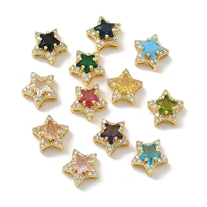 Латунные микро проложить кубического циркония слайд прелести, звезда, со стеклом, без кадмия и без свинца, стойки покрытие, долговечный, золотые