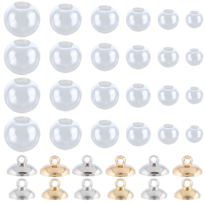 Наборы для самостоятельного изготовления стеклянных подвесок, включая круглые механизированные однодырочные выдувные стеклянные шарообразные бутылки., латунная бусина