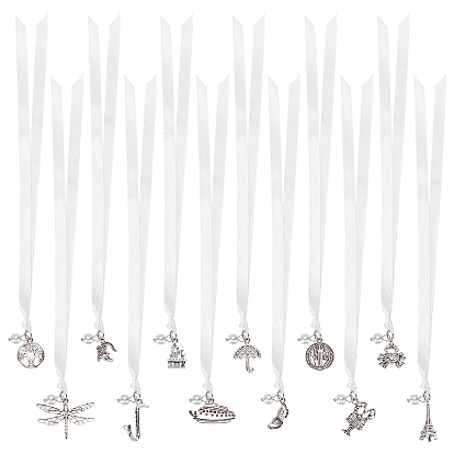 12 шт. 12 стильные подвески для свадебного торта для подружек невесты, односторонний атлас с подвесками из сплава, Медаль Святого Бенедикта, стрекоза, краб и дерево