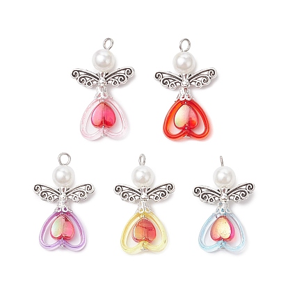 Акриловые подвески в форме сердца, с имитацией жемчуга из сплава и АБС-пластика