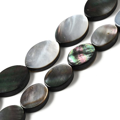 Натуральный черный оболочки губ бисер нитей, Плоско-овальные