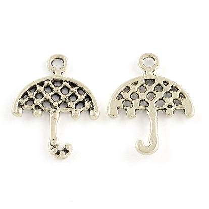 Tibetan Style Umbrella Alloy Pendants, Lead Free & Cadmium Free, 22x16x2mm, Hole: 2.5mm, about 1351pcs/1000g