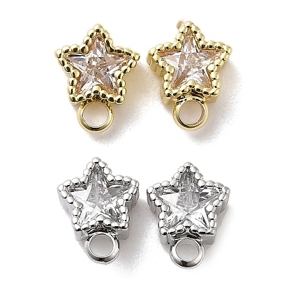 Фурнитура для сережек-гвоздиков из латуни с кубическим цирконием, без кадмия, без никеля и без свинца, звезда