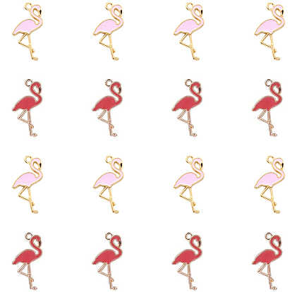 Подвески из эмали и сплава, форма фламинго