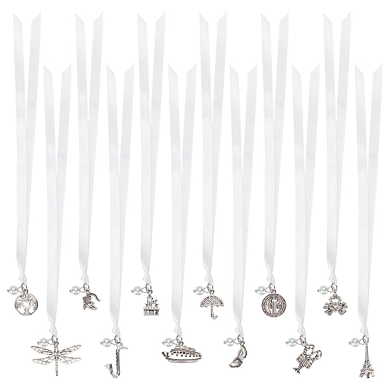 12 шт. 12 стильные подвески для свадебного торта для подружек невесты, односторонний атлас с подвесками из сплава, Медаль Святого Бенедикта, стрекоза, краб и дерево