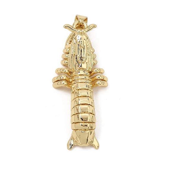 Brass Pendants, Mantis Shrimp Charms, Rack Plating, Long-Lasting Plated, Cadmium Free & Lead Free
