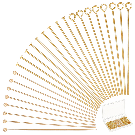 300шт. 3 стили латунные штифты с плоской головкой, долговечный, без никеля 