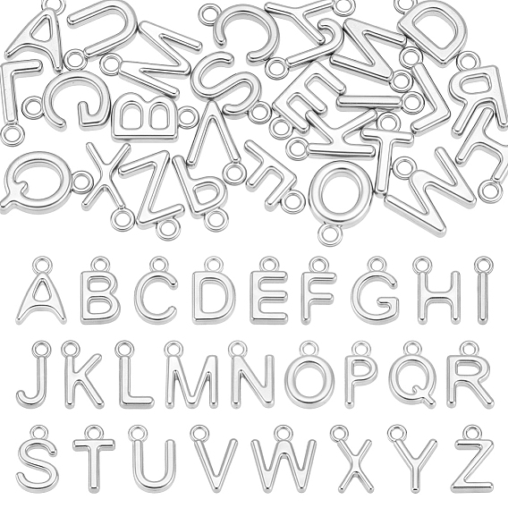 52Pcs 2 Sets 304 Stainless Steel Charms, Letter A~Z