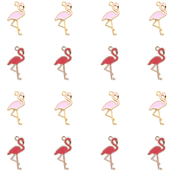 Подвески из эмали и сплава, форма фламинго