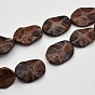 Vague ovale acajou naturel obsidienne perles brins, 35x25x6mm, Trou: 1mm, Environ 12 pcs/chapelet, 15.7 pouce