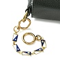 Alloy Evil Eye Enamel Link Bag Extender Chains, with Golden Plated Swivel Clasps, Blue