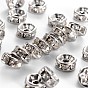 Disc 316 Surgical Stainless Steel Spacer Beads, with Rhinestone, 8x4mm, Hole: 2mm