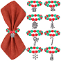 Christmas Theme Glass Beads Napkin Rings, with Alloy Mixed Shapes Pendant