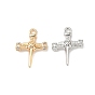 Латунные микропаве прозрачные подвески с фианитом, крест прелести