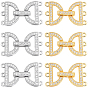 6Pcs 2 Colors Brass Micro Pave Clear Cubic Zirconia Fold Over Clasps, Cadmium Free & Nickel Free & Lead Free, 2-Strand, 6-Hole, Arch