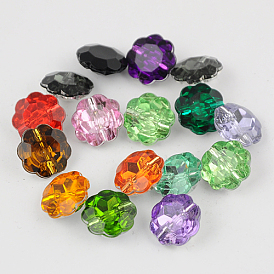 Taiwán botones de diamantes de imitación de acrílico, facetados, 1 agujero, flor