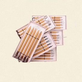 5 pcs stylos à tremper manga faits à la main, Kit de peinture au stylo signature en bambou, pour cadeau